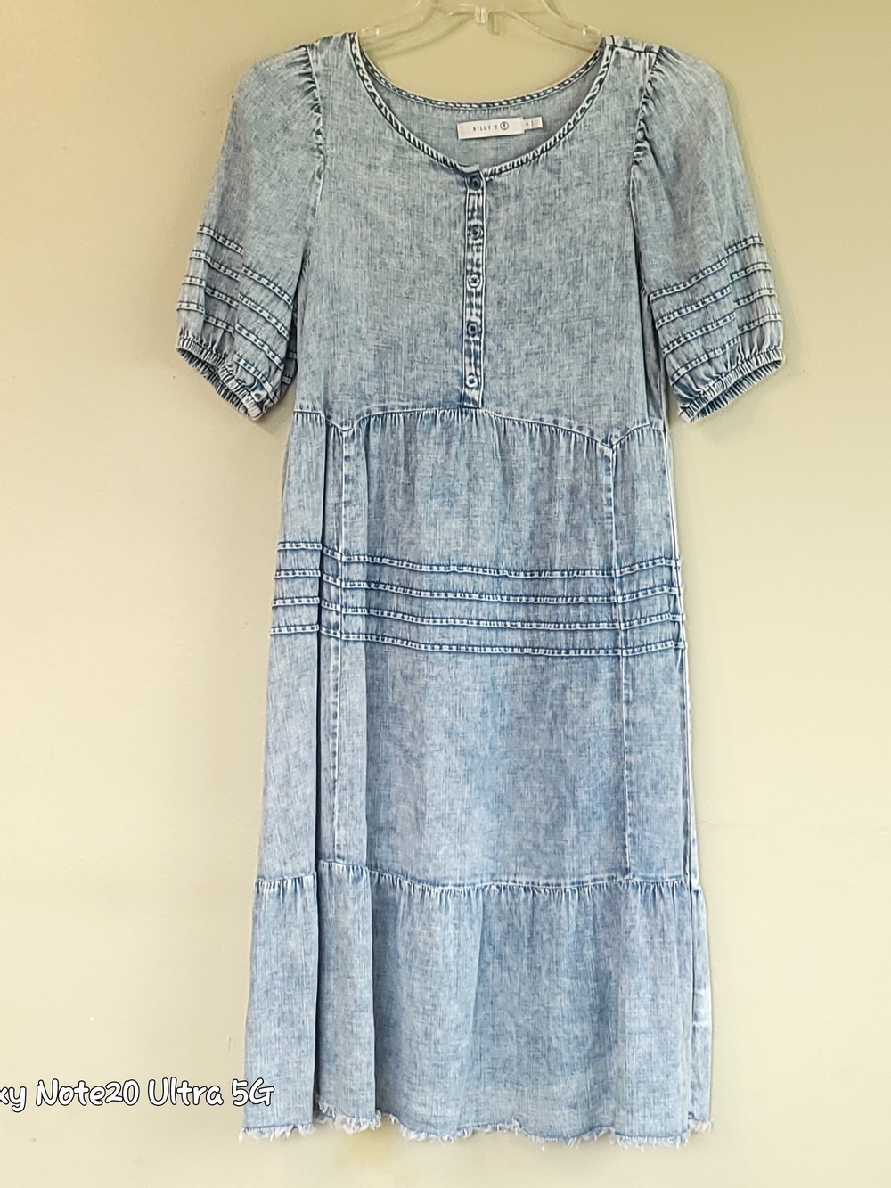 Billy T The Betty Tiered Denim Cotton Lyocell A-Line Dress Size Medium NWOT